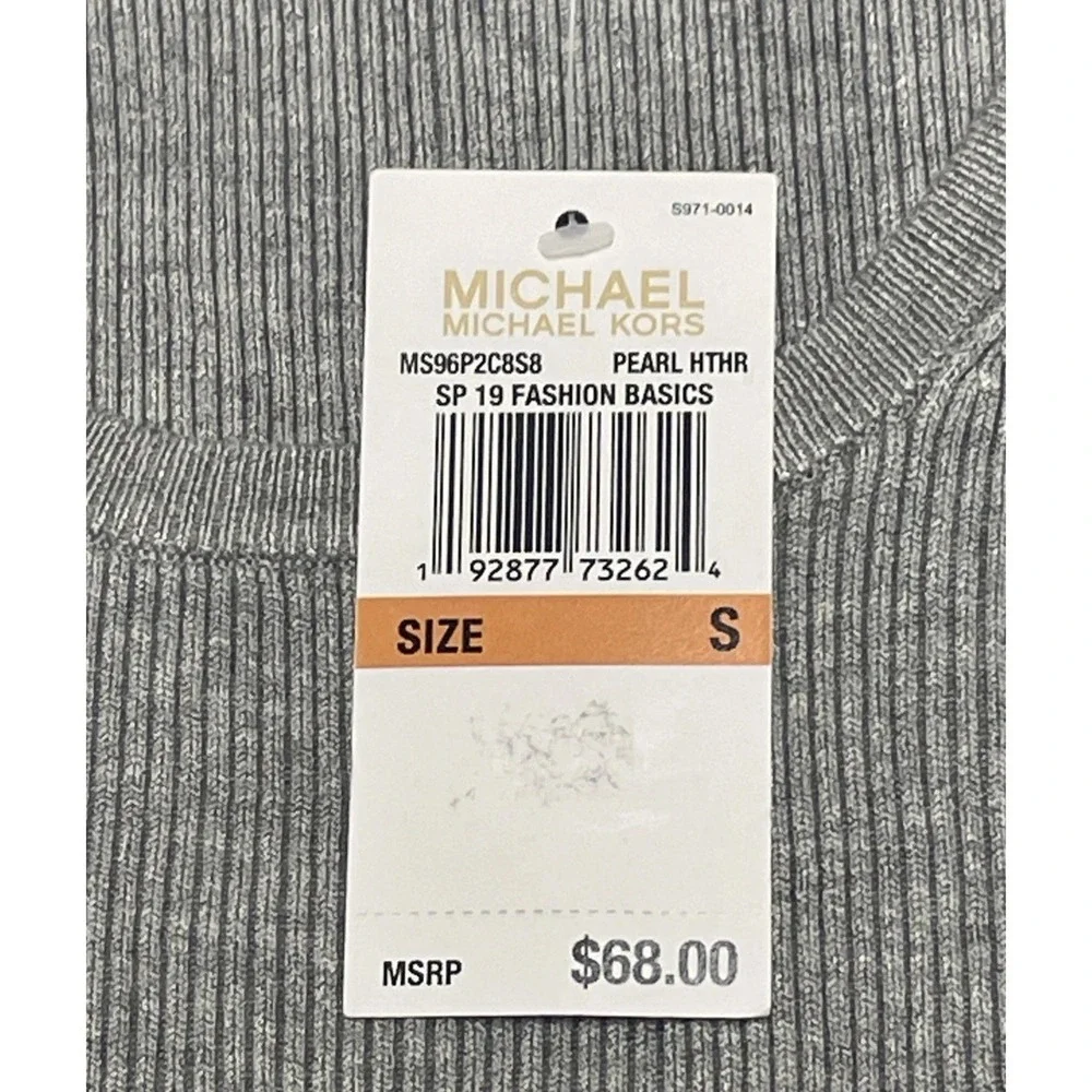 NWT Michael Kors Stretch Cropped Knit Tank‎ Pearl Heather Women's Size S MSRP$68
